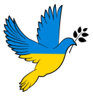 Friedenstaube in den Farben der ukrainischen Flagge gelb und blau.