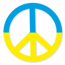 Peacezeichen in gelb und blau